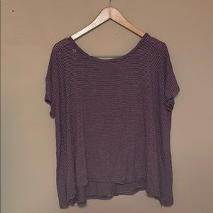 Ae Maroon Striped Tee